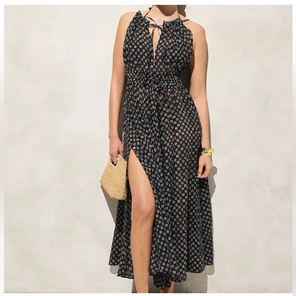 J. Crew Crinkled sheer lightweight maxi dress swimsuit cover up print NWOT Smal